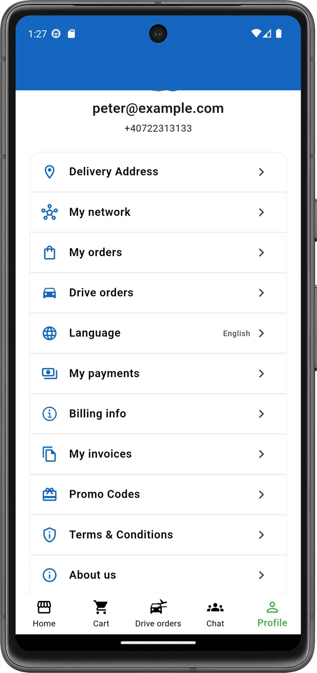 VOGO mobile app — user account