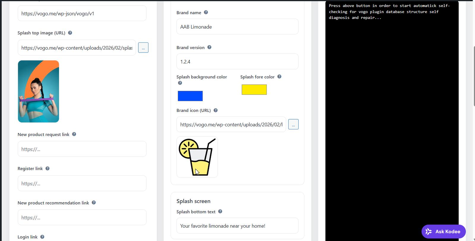 VOGO plugin initial configuration step 2